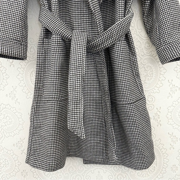 Abercrombie & Fitch Wool Trench Coat Houndstooth Belted - Picture 8 of 16